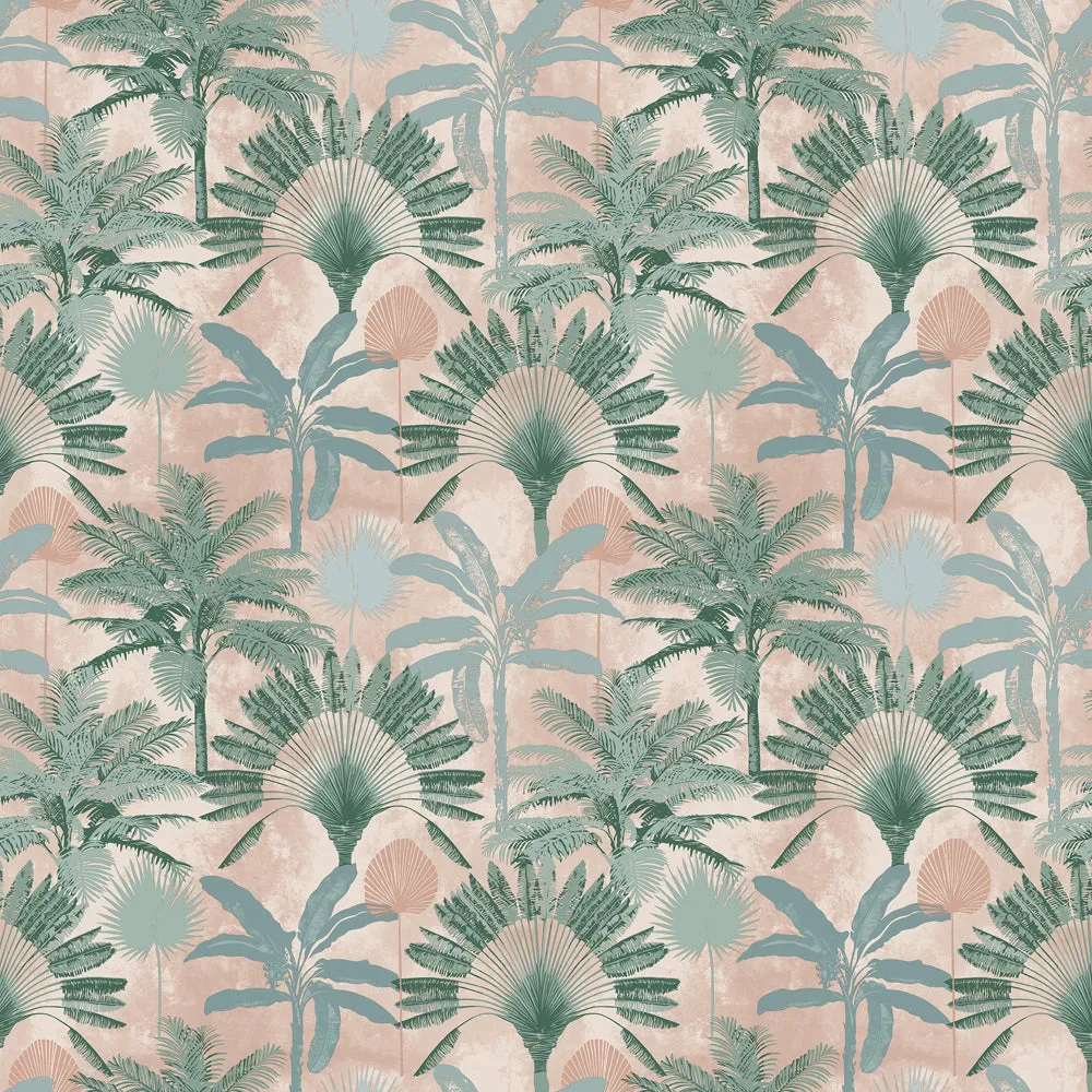 Malaysian Wallpaper Sample Blush/Green
