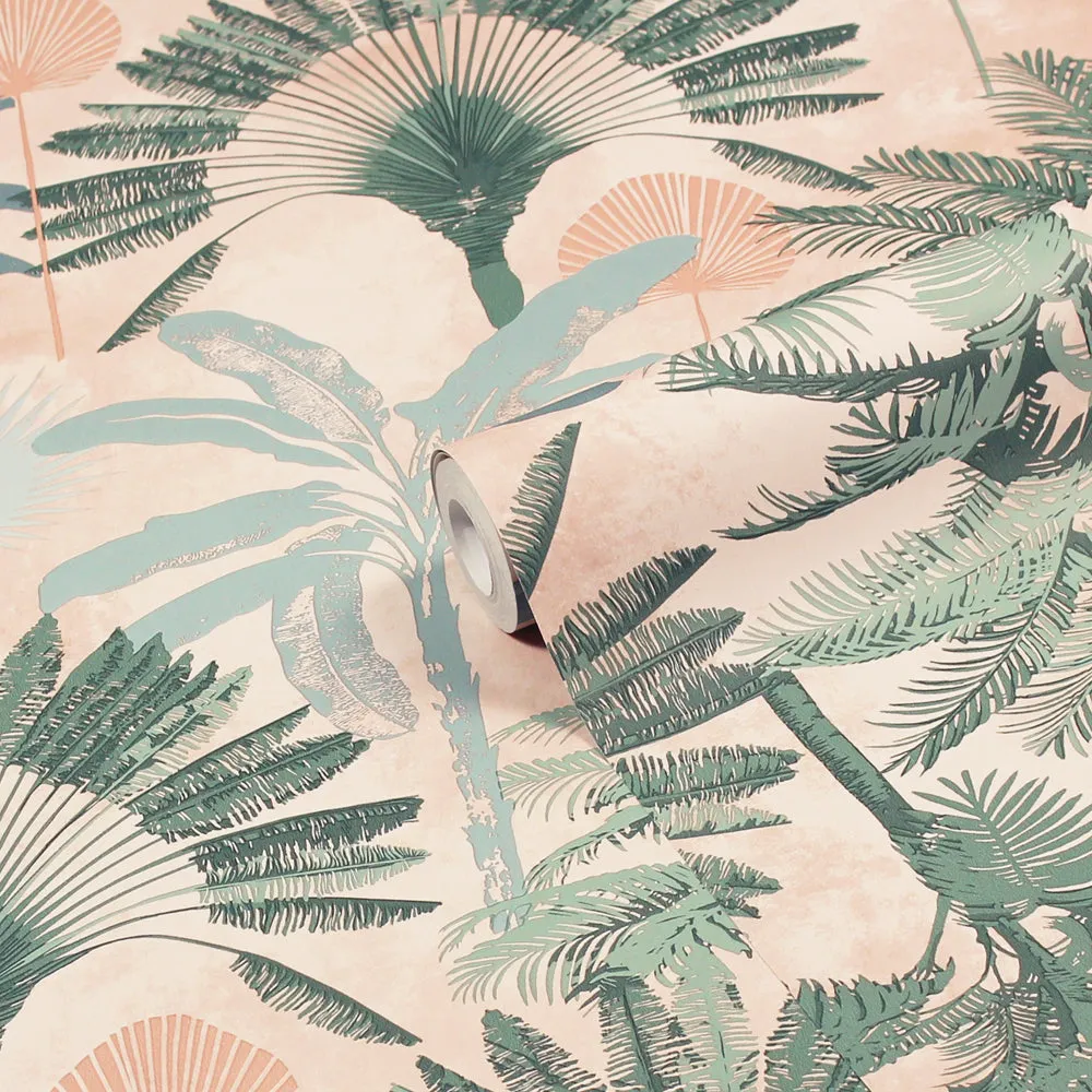 Malaysian Wallpaper Sample Blush/Green