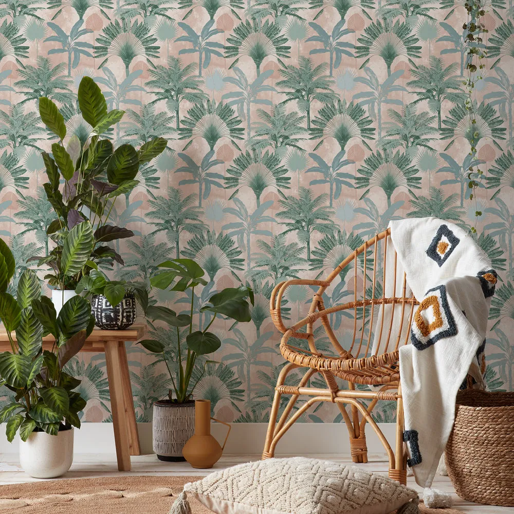 Malaysian Wallpaper Sample Blush/Green