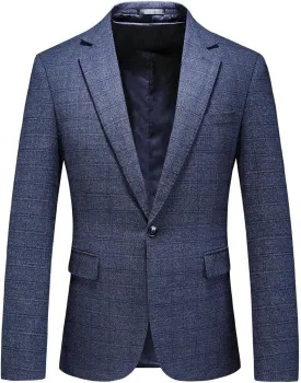 Mens Plaid Blazer Sports Coat Casual Slim Fit Checkered Blazer for Men Wedding