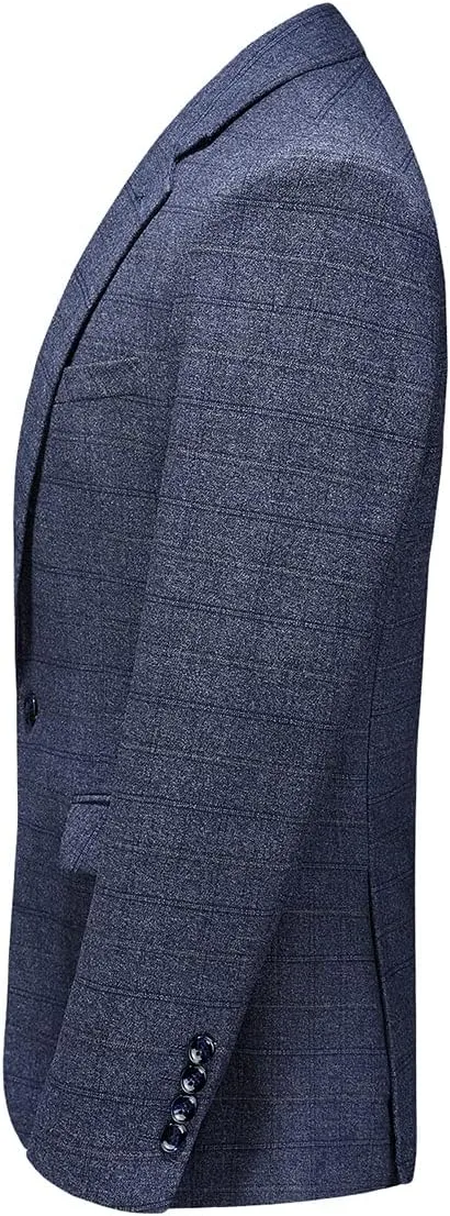 Mens Plaid Blazer Sports Coat Casual Slim Fit Checkered Blazer for Men Wedding