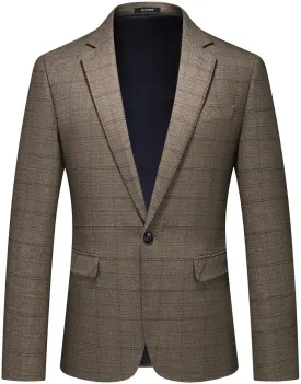 Mens Plaid Blazer Sports Coat Casual Slim Fit Checkered Blazer for Men Wedding