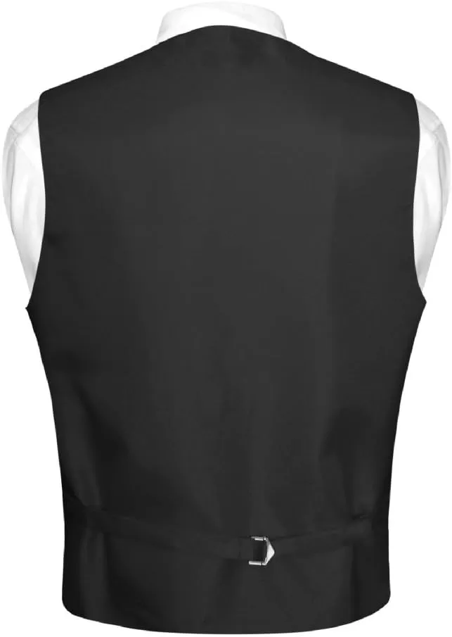 Men's Plaid Design Dress Vest & BOWTie Black Gray White BOW Tie Set