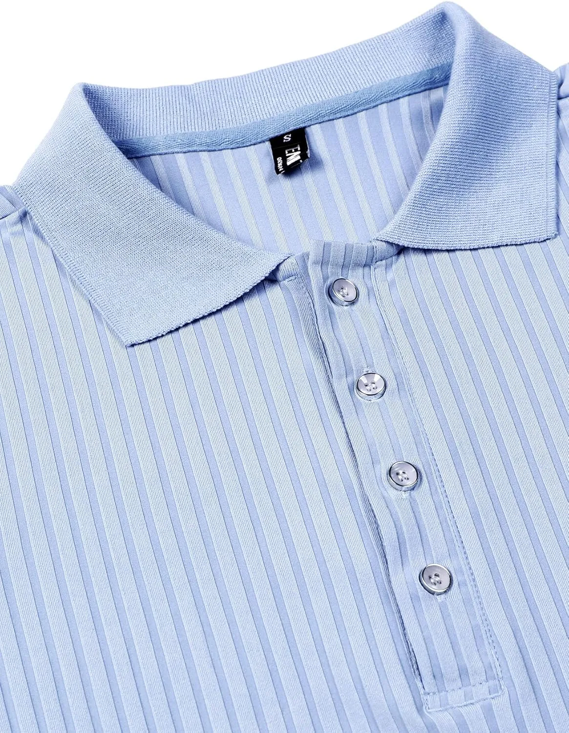 Men's Stretch Knit Slim Fit Polo Shirts Casual Short Sleeve Ribbed Collar Muscle Golf Shirt