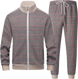 Mens Tracksuits 2 Piece Set Full Zip Velour Sweatsuit for Casual Training Outdoor - Available in Blue Khaki and Black