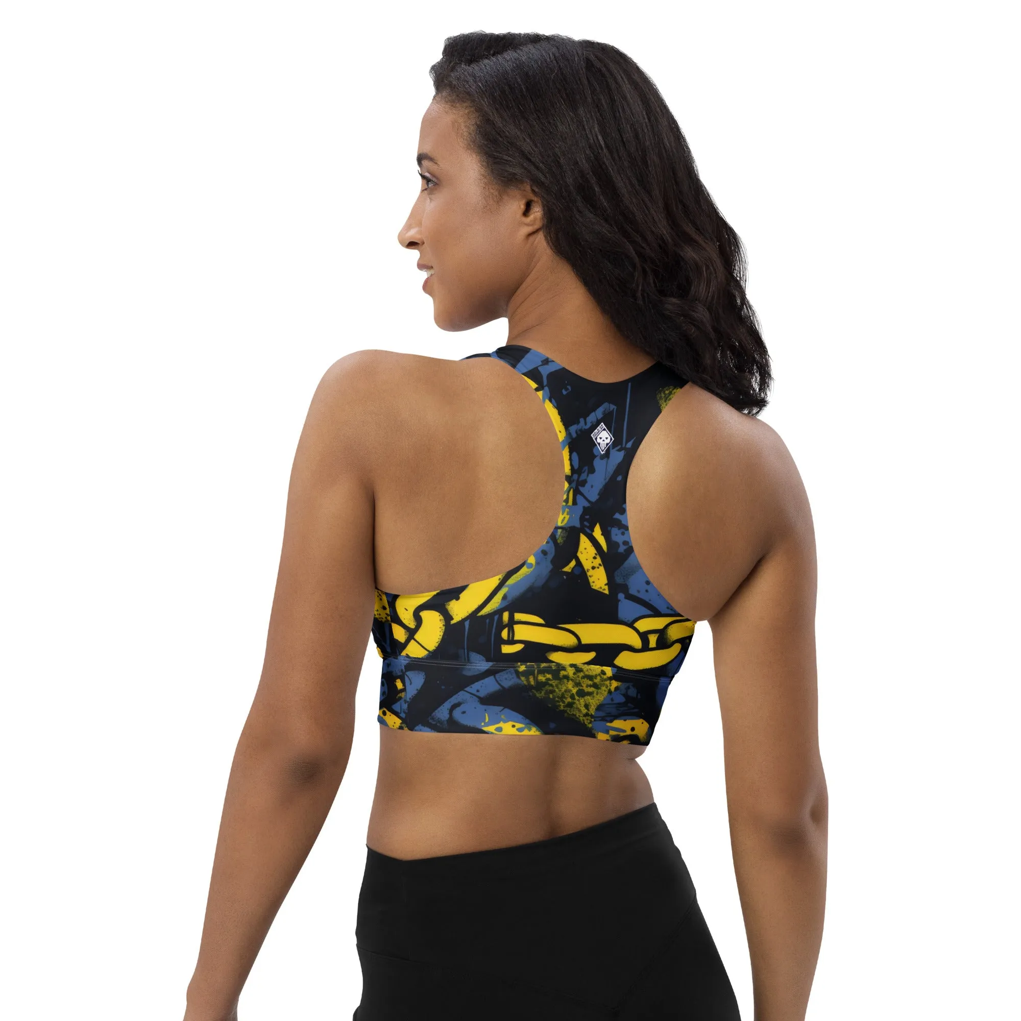 Mile After Mile - Golden Chains 002 Longline Racer Back Sports Bra