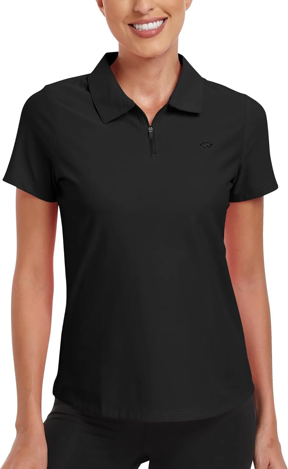 MoFiz Women's UPF 50  Golf Polo Tennis Shirt 1/4 Zip Short Sleeve Collared Athletic Top Quick Dry for Workout Outdoor Sports
