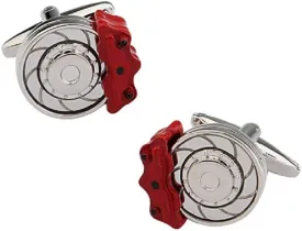MRCUFF Brake Disc & Red Brake Caliper Sports Car Auto Racing Race Cufflinks in a Presentation Gift Box & Polishing Cloth