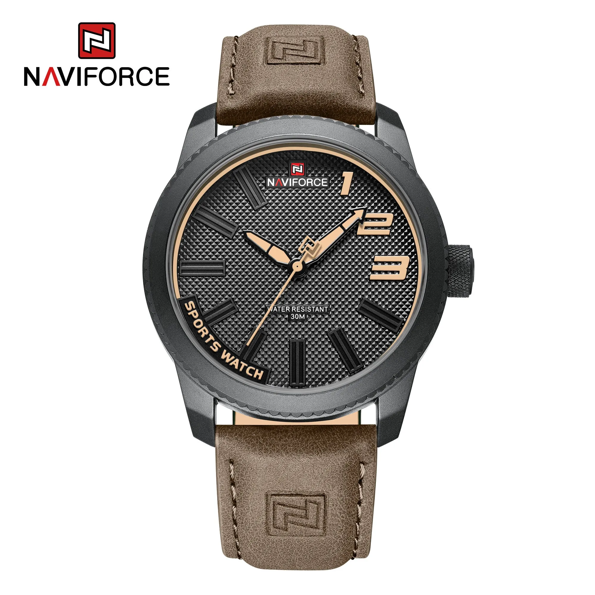 NAVIFORCE Men's New Watch Men's Wrist Luxury Quartz Sports PU Leather Strap 30m Waterproof Watch NF9202L 2022 relojs