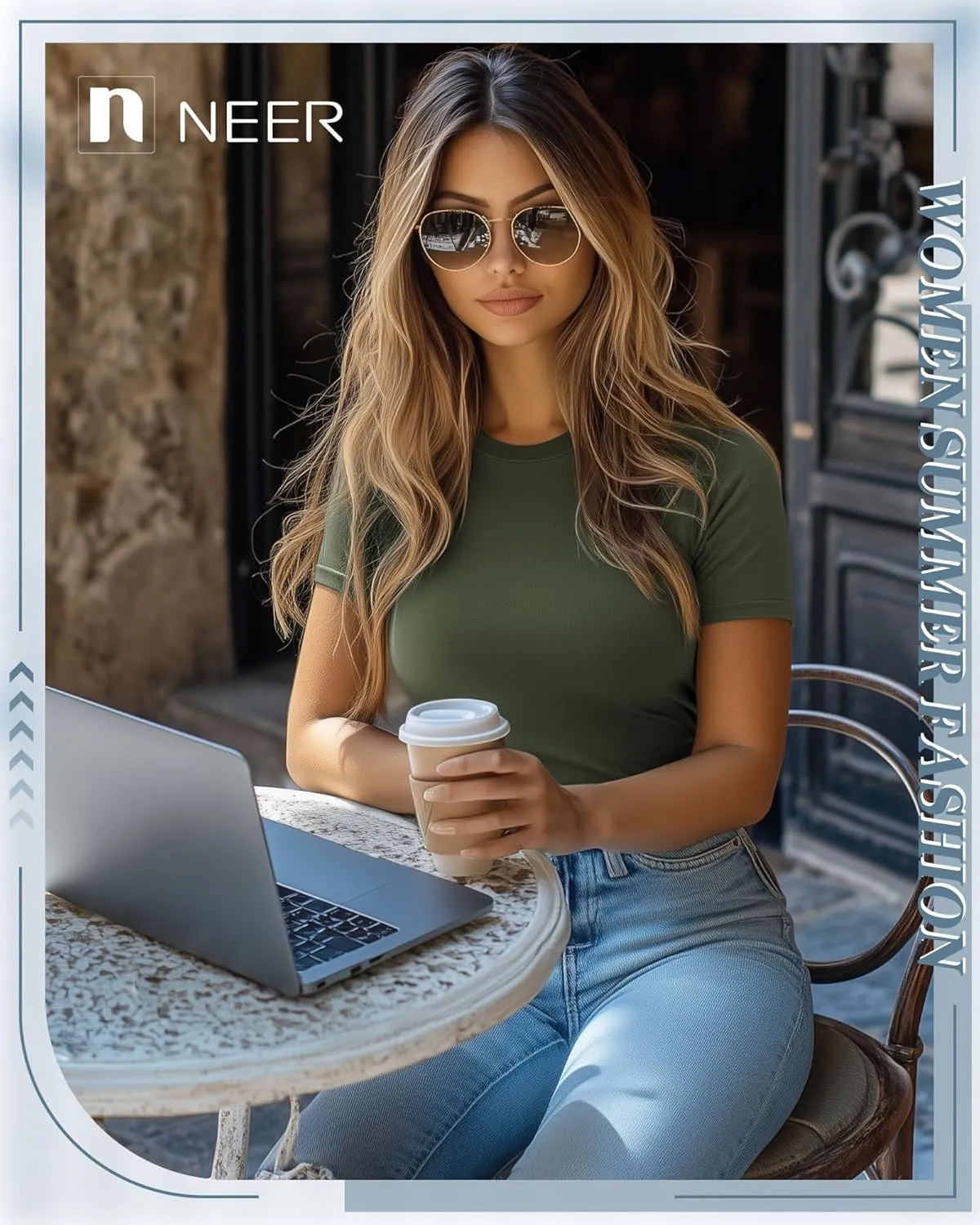 Neer 6 Pack Fitted Basic T-Shirts for Women Bulk, Tight Crewneck Short Sleeve Tops Multipack Slim Casual Summer Tees Blouse