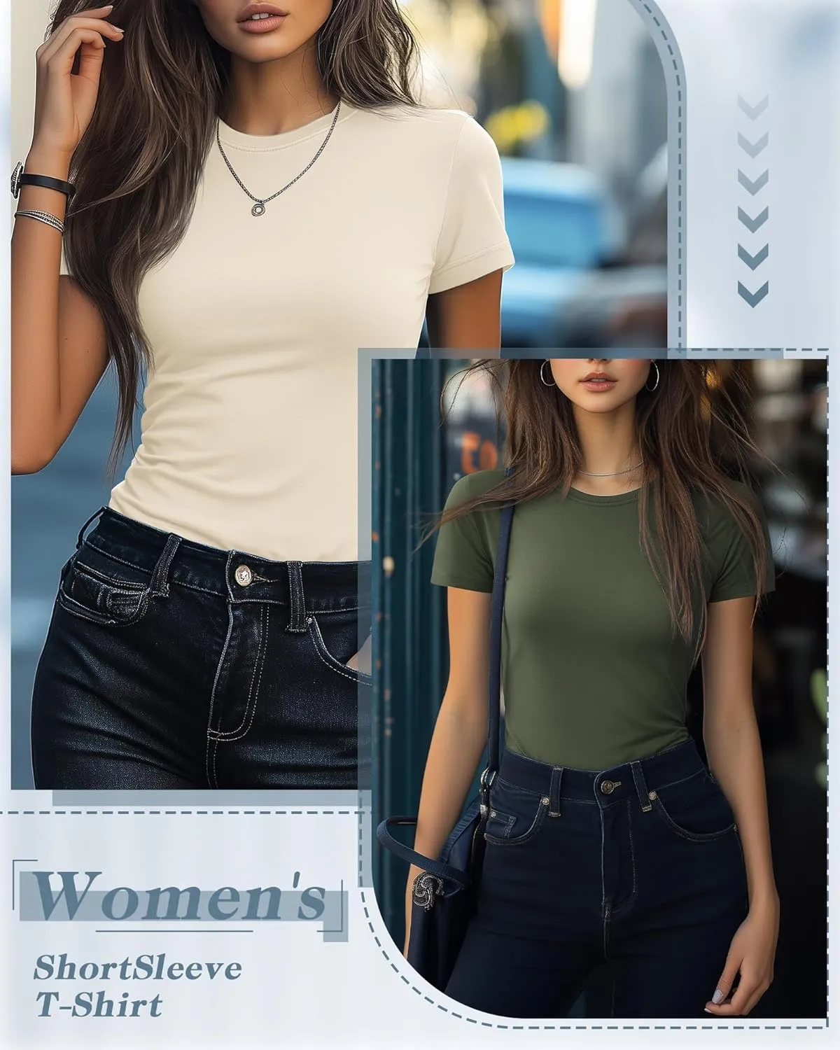 Neer 6 Pack Fitted Basic T-Shirts for Women Bulk, Tight Crewneck Short Sleeve Tops Multipack Slim Casual Summer Tees Blouse