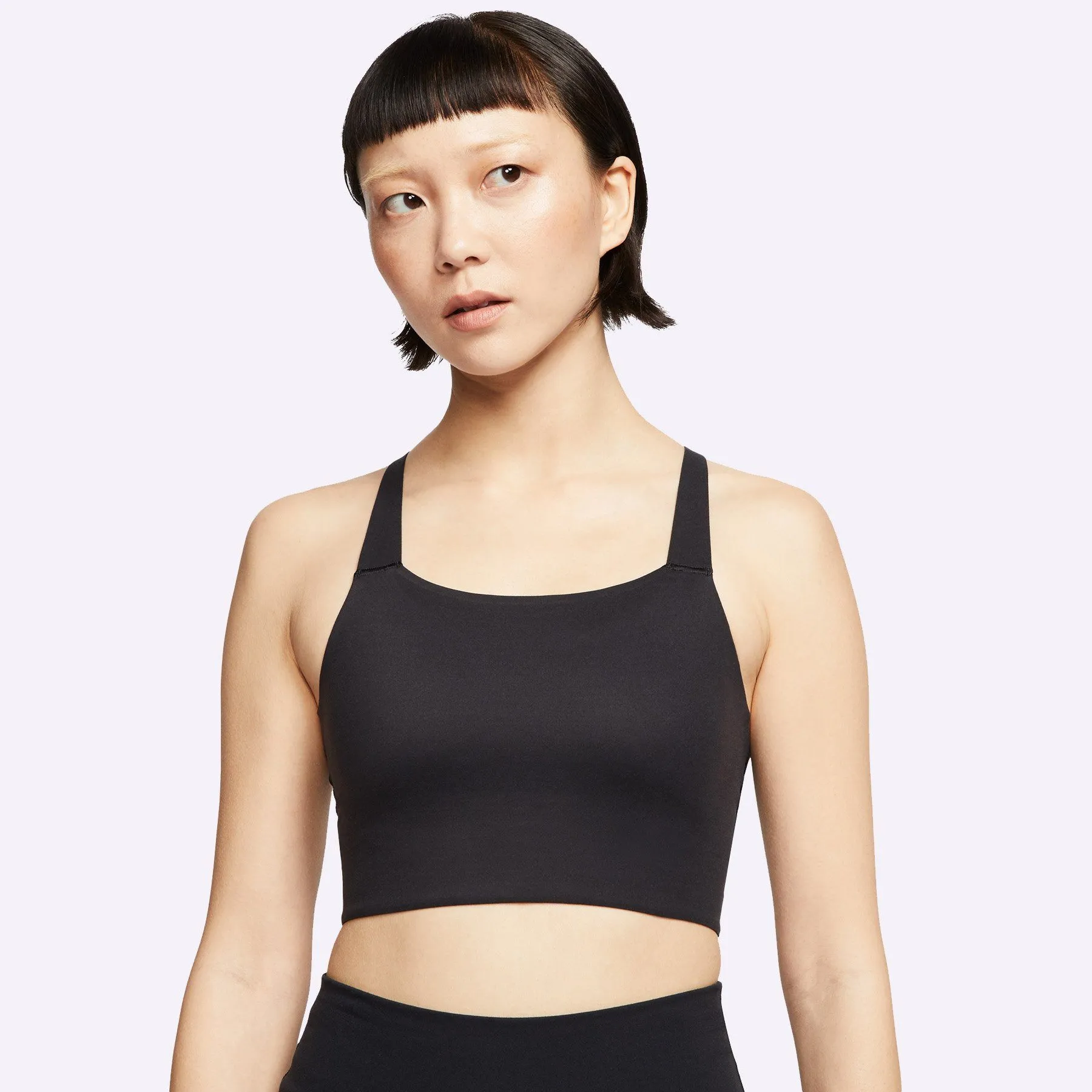 Nike - Swoosh Luxe Women's Medium-Support Sports Bra - BLACK/DARK SMOKE GREY