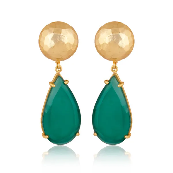Ocean Tide Drop Earrings - Green Onyx