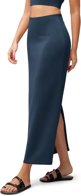 ODODOS Modal Soft Maxi Skirt for Women, Back Slit High Waist Casual Long Pencil Skirts