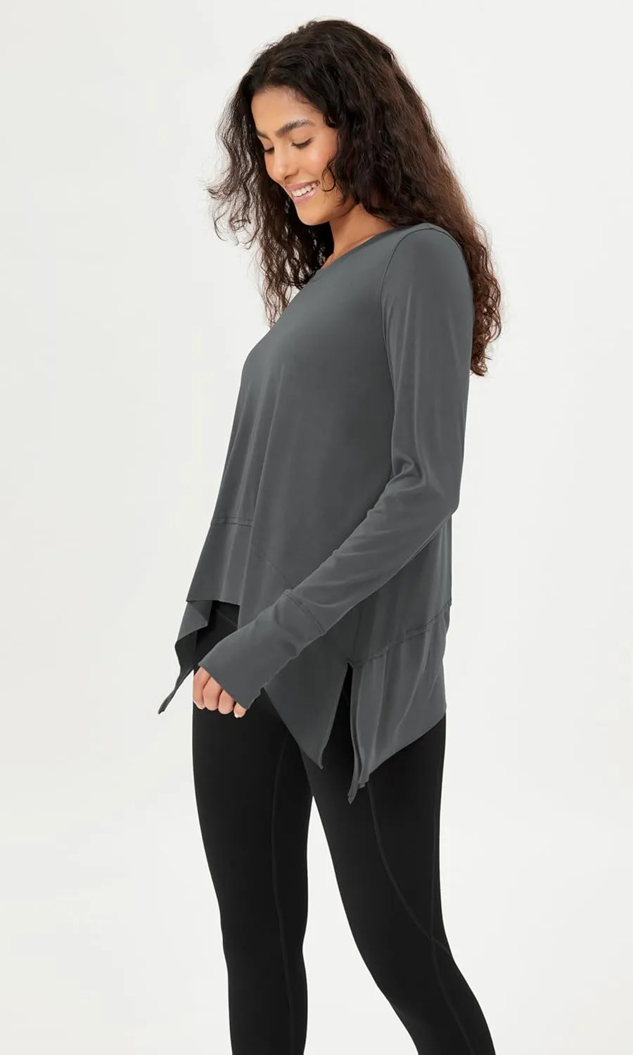 ODODOS Women's Modal Soft Long Sleeve Tee with Thumb Hole Athletic Gym Workout Tops Yoga Shirts