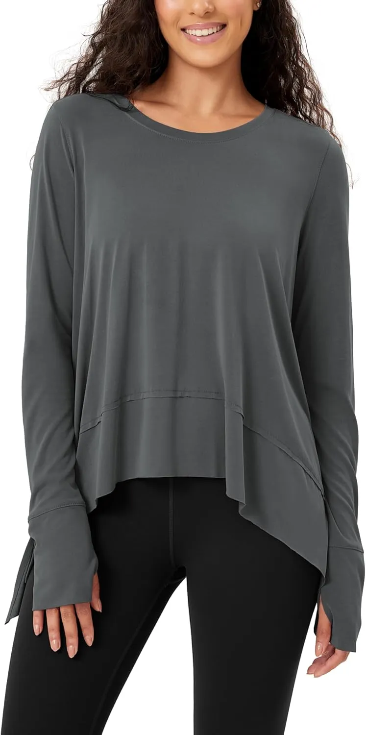 ODODOS Women's Modal Soft Long Sleeve Tee with Thumb Hole Athletic Gym Workout Tops Yoga Shirts