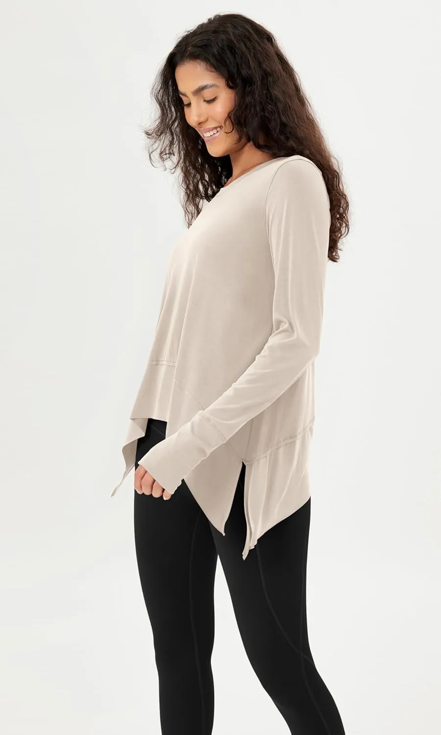ODODOS Women's Modal Soft Long Sleeve Tee with Thumb Hole Athletic Gym Workout Tops Yoga Shirts