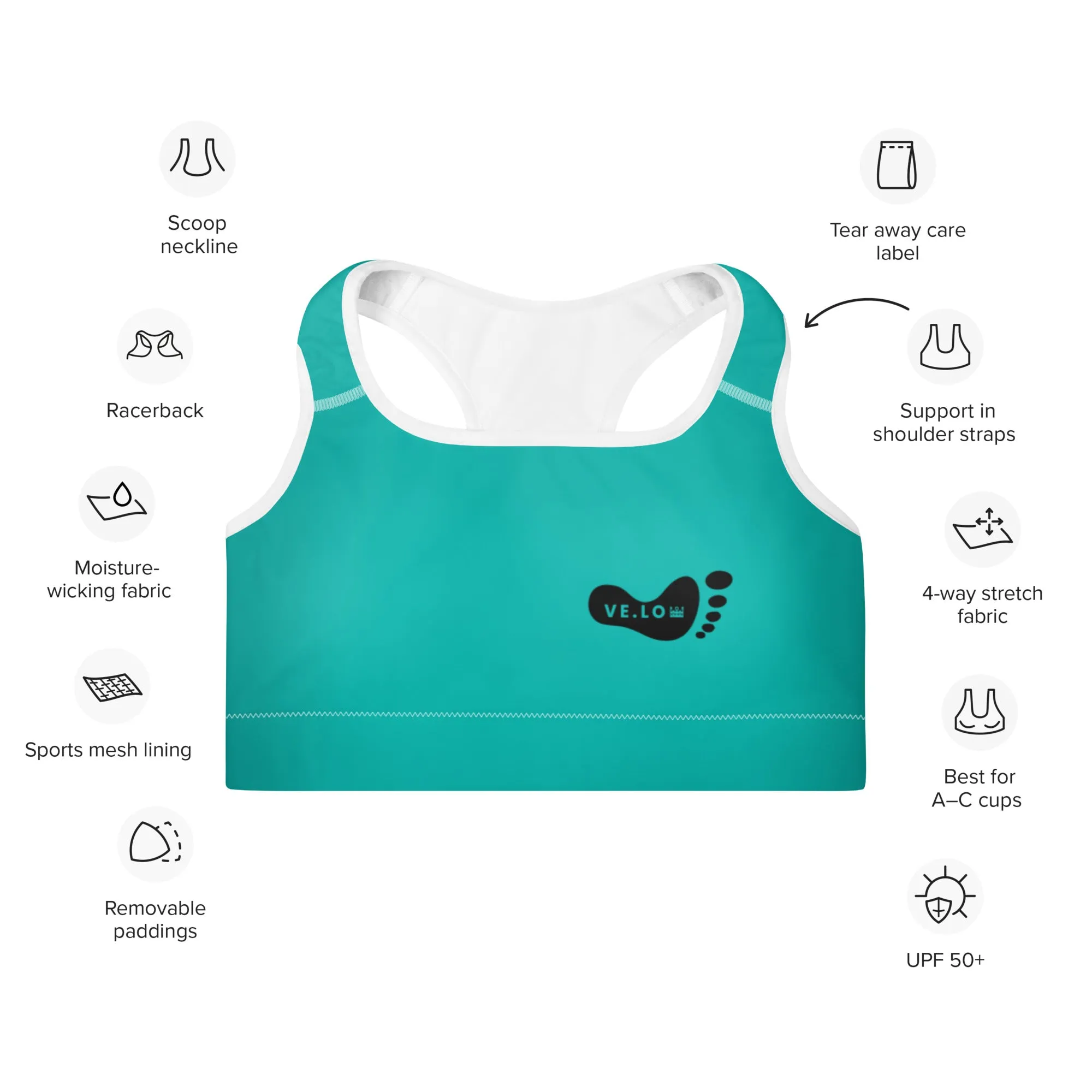 Padded Sports Bra For Veronica Leporanico - Green