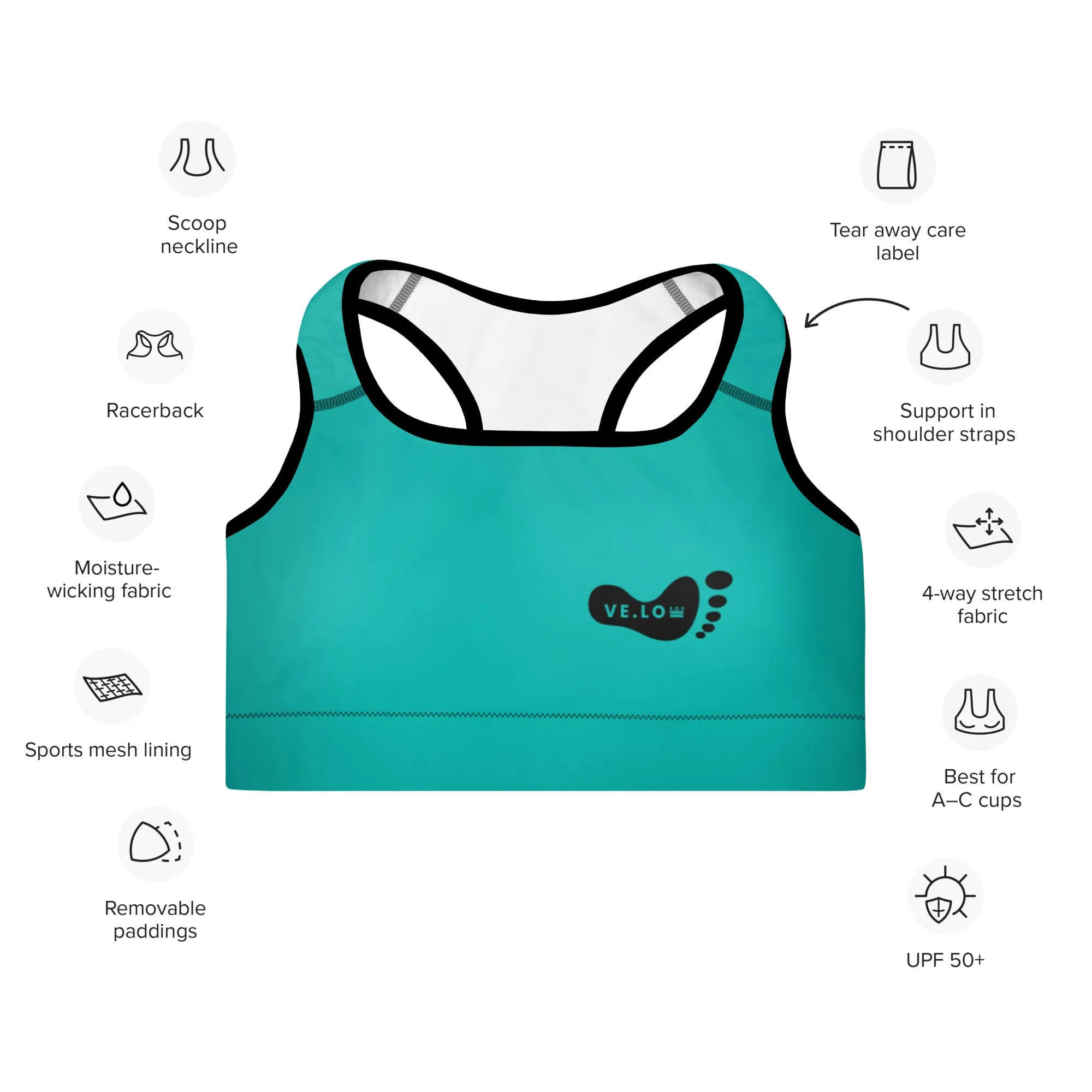 Padded Sports Bra For Veronica Leporanico - Green