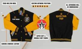 Personalized Sports Team Fan Varsity Wool Leather Embroidered Jacket