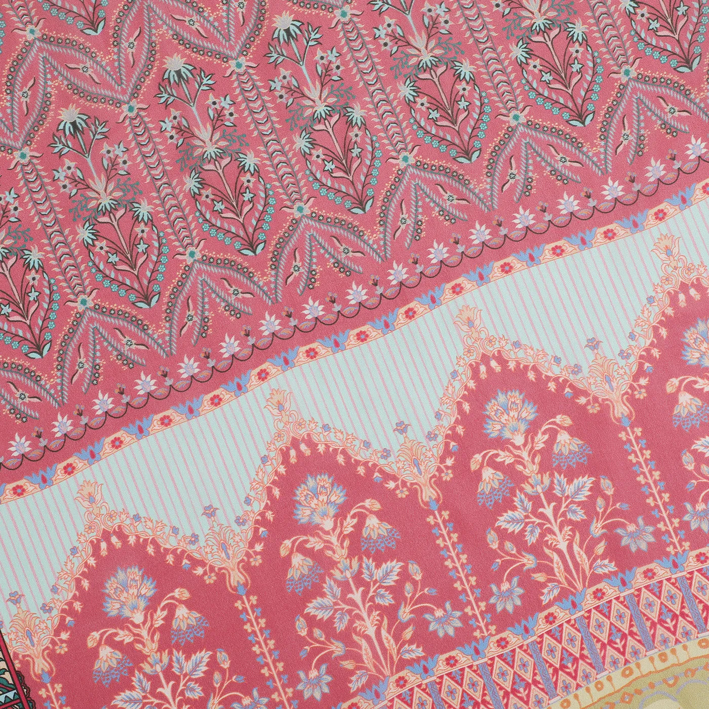 Pink Silk Printed Stole