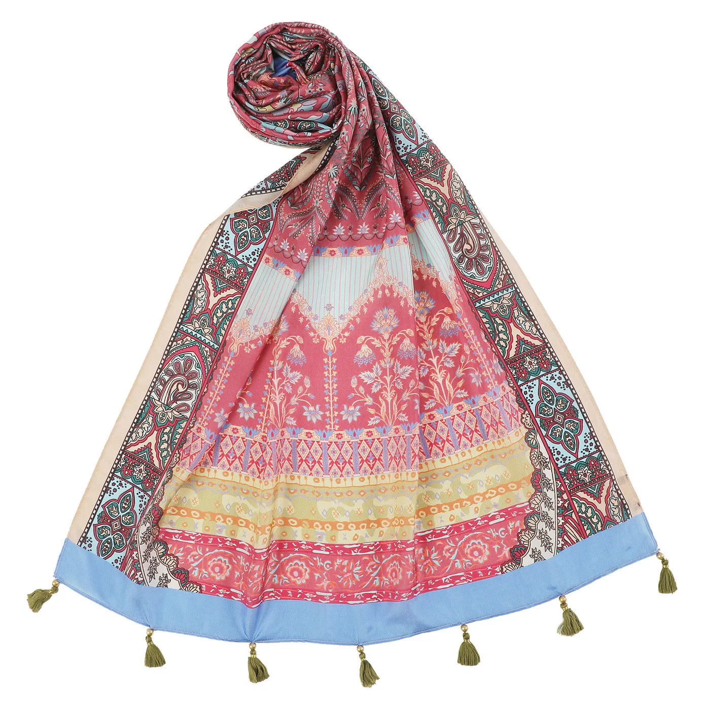 Pink Silk Printed Stole