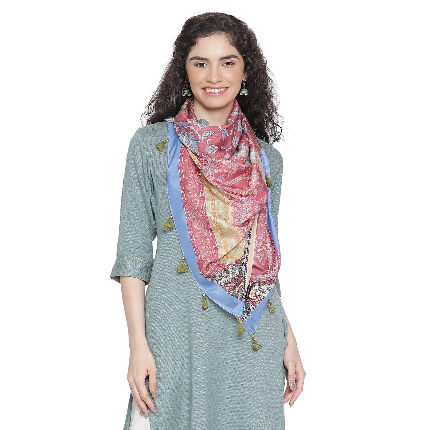 Pink Silk Printed Stole