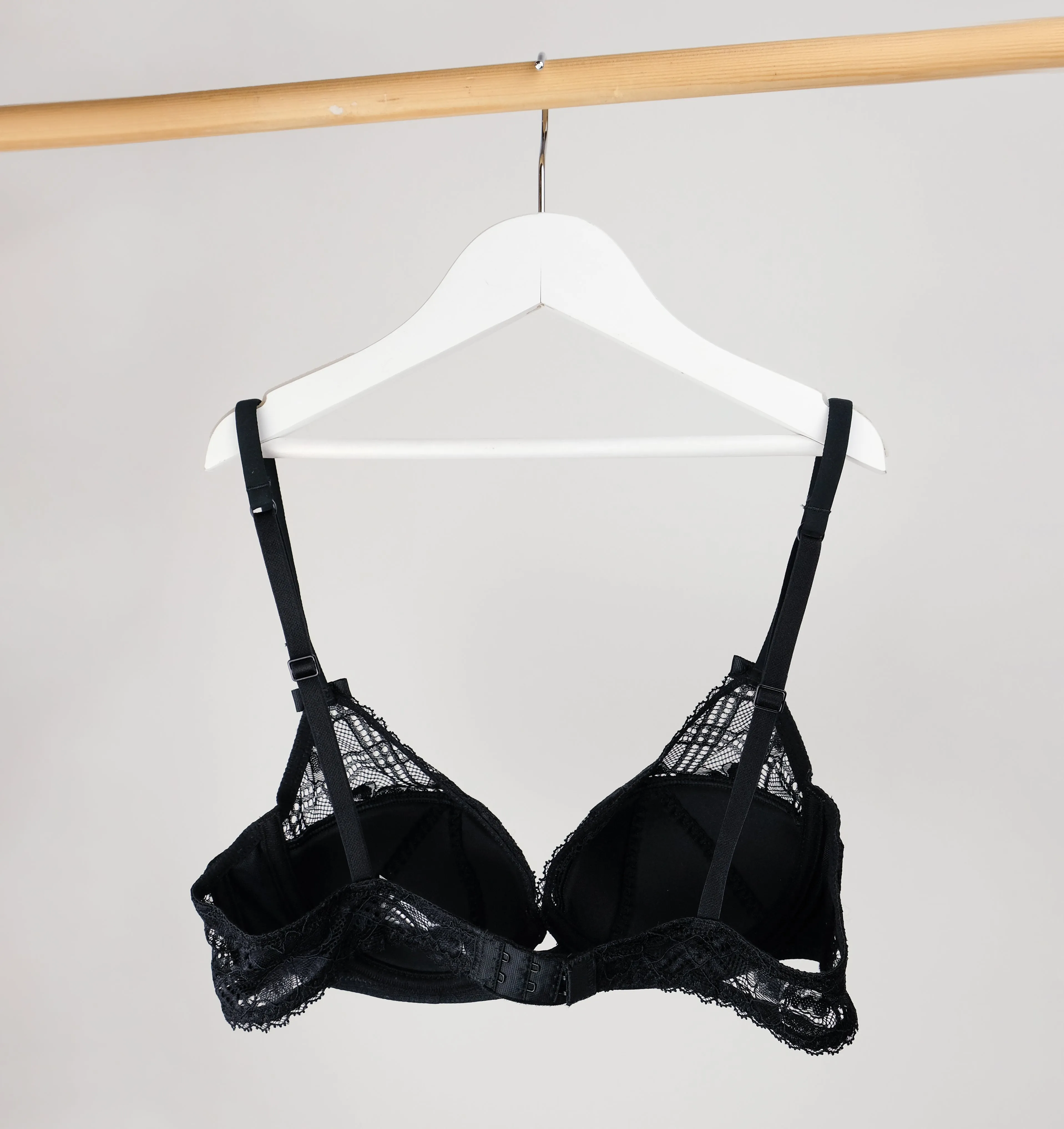 Plaid mesh push up bra [Black]
