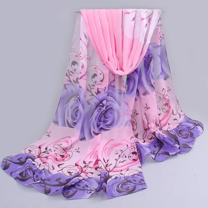 Printed chiffon polyester scarves