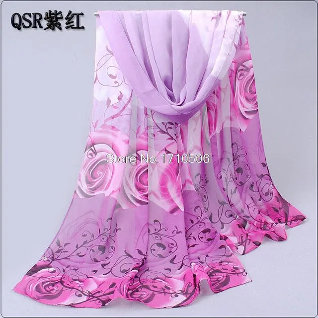 Printed chiffon polyester scarves