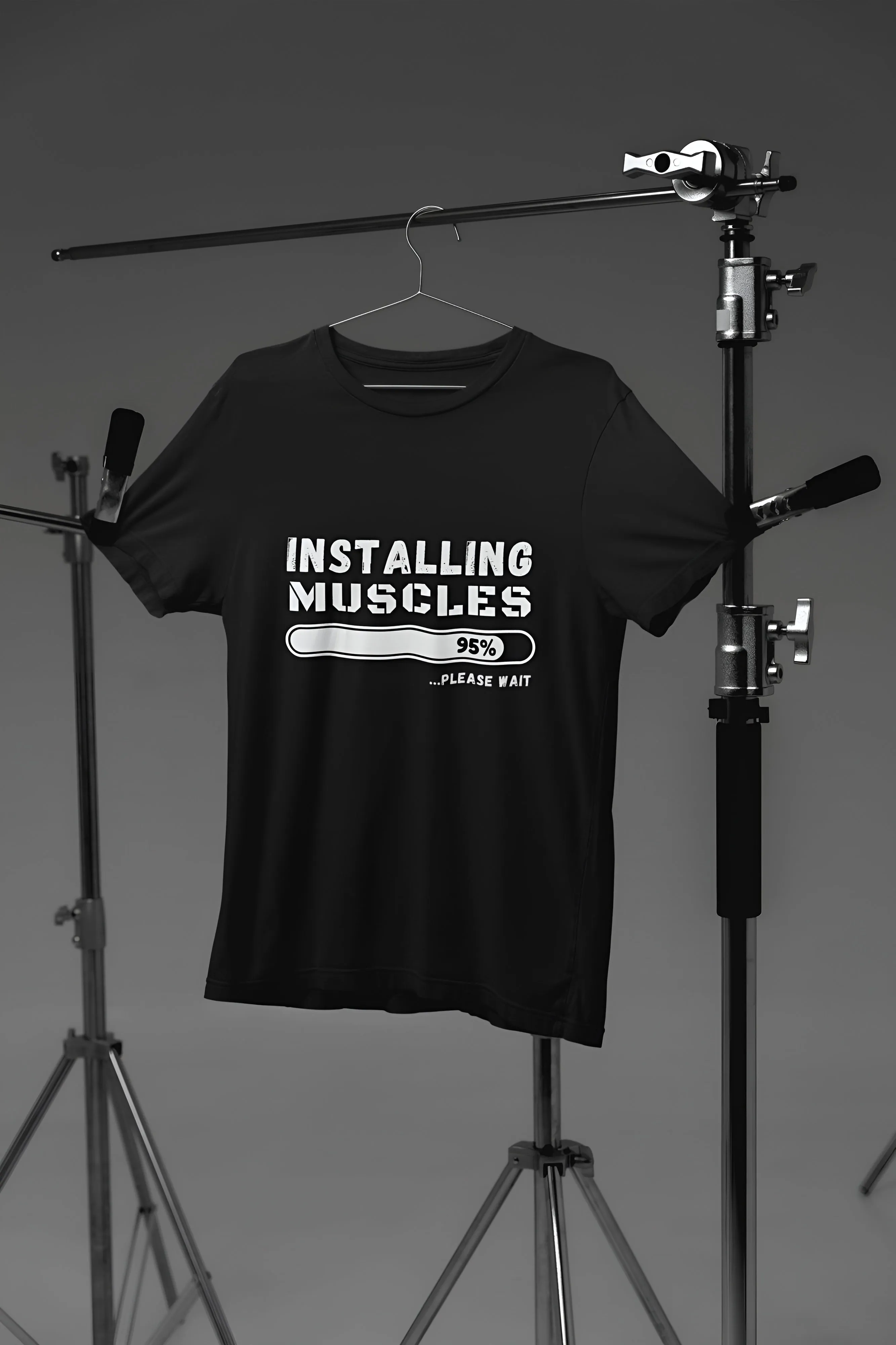 "Installing Muscles" Printed Gym T-Shirt for Active Workouts