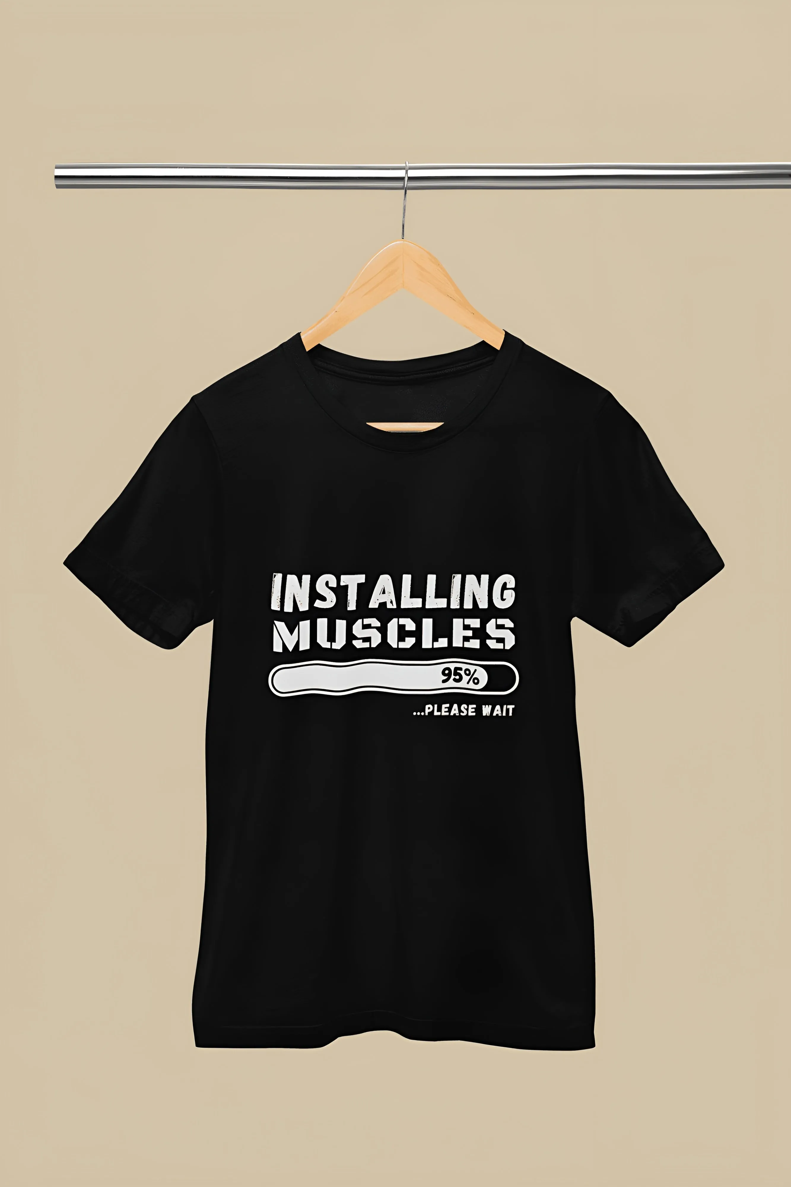 "Installing Muscles" Printed Gym T-Shirt for Active Workouts