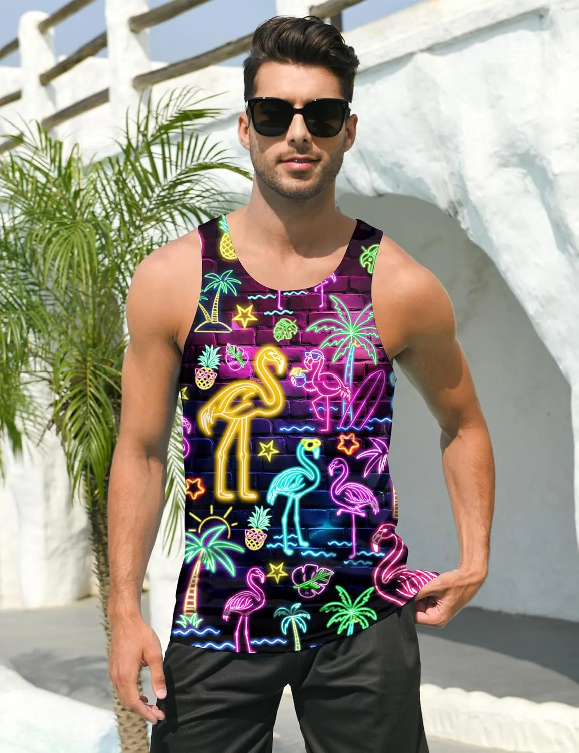 RAISEVERN Mens Funny Tank Tops 3D Graphic Sleeveless Summer Sports Gym Workout T-Shirt