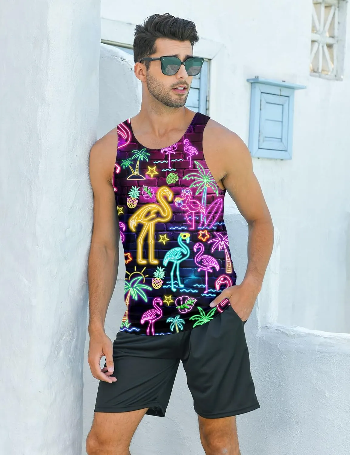 RAISEVERN Mens Funny Tank Tops 3D Graphic Sleeveless Summer Sports Gym Workout T-Shirt