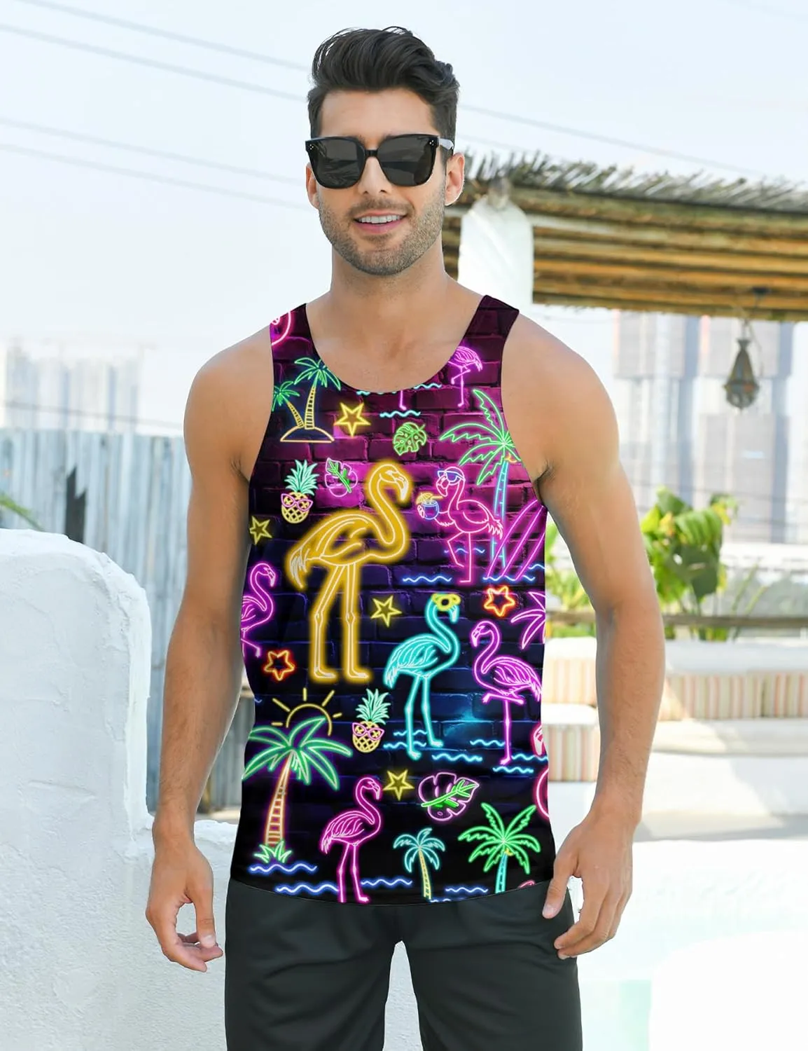 RAISEVERN Mens Funny Tank Tops 3D Graphic Sleeveless Summer Sports Gym Workout T-Shirt