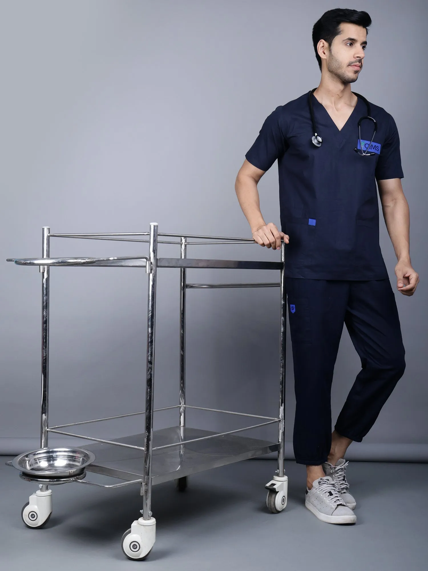 Ramajikk Medical Unisex V- Neck Design With Patch Work Scrub Suit