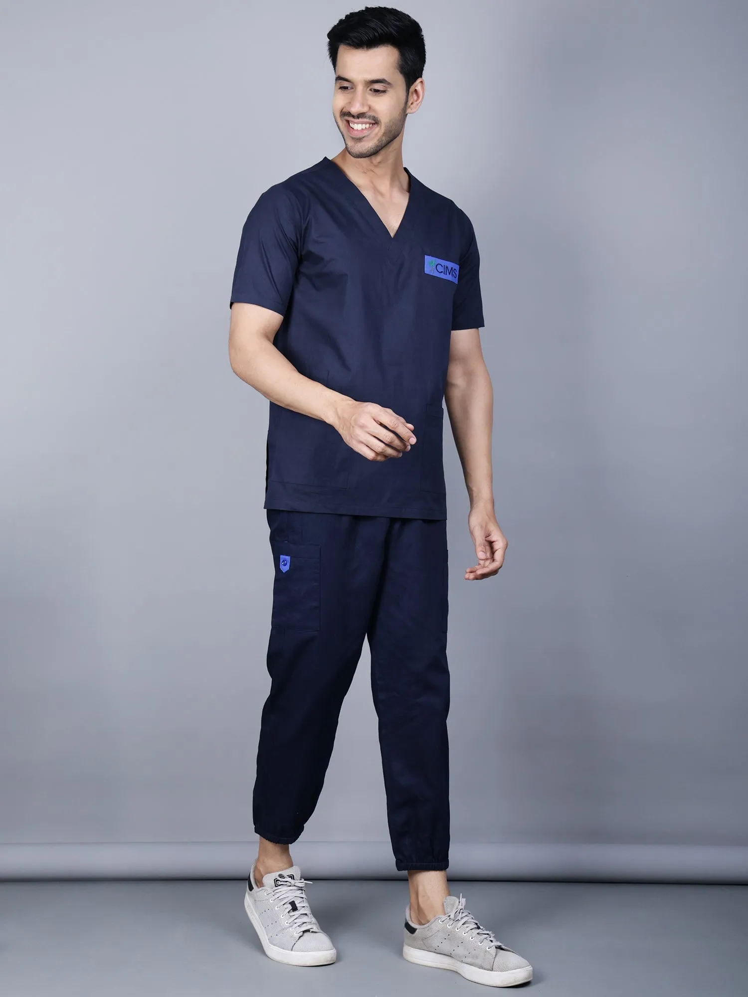 Ramajikk Medical Unisex V- Neck Design With Patch Work Scrub Suit