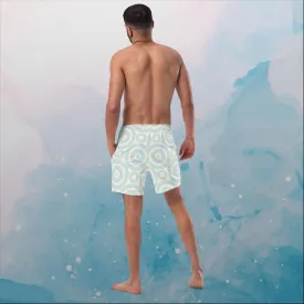Robins Egg Blue Printed Target Circles Mens Swim Trunks