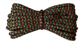 Round 4 mm Green Red Black boot laces for walking and casual boots