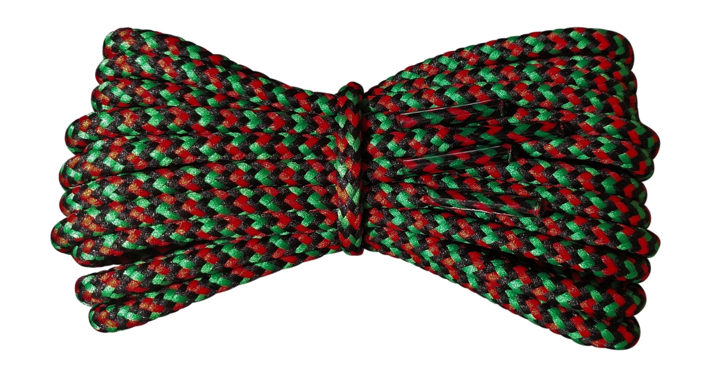 Round 4 mm Green Red Black boot laces for walking and casual boots
