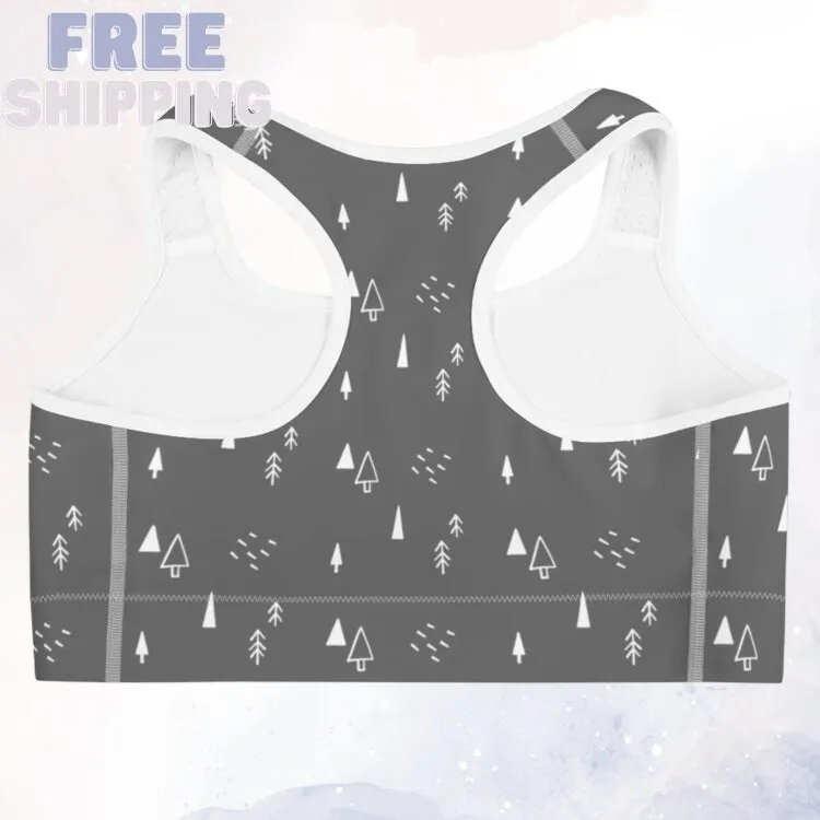 Scandinavian Forest Gray Sports Bra or Bathing Suit Top
