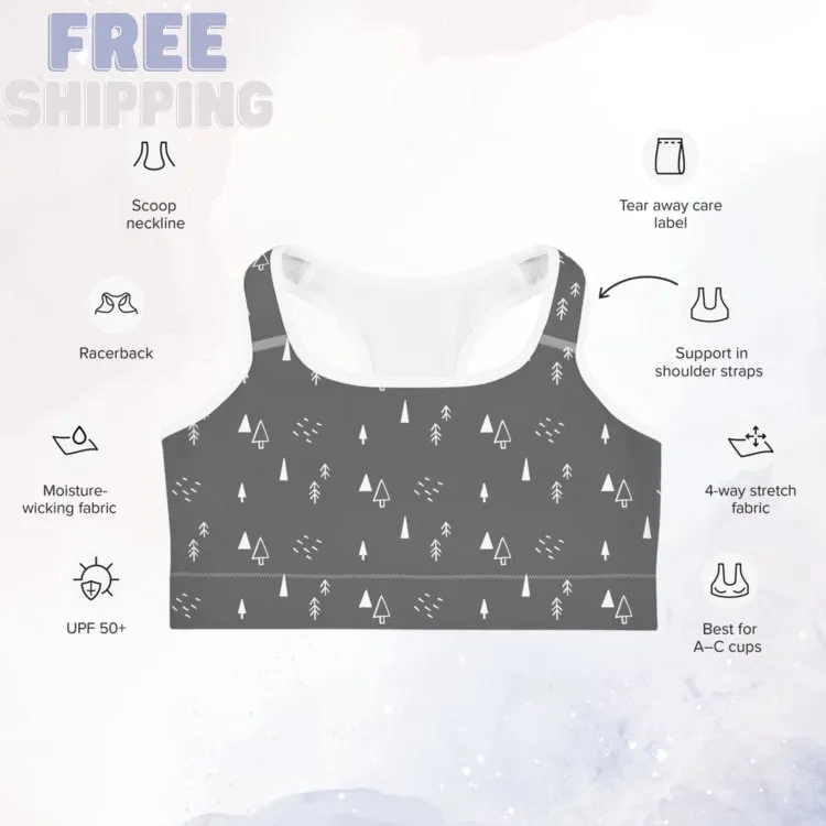 Scandinavian Forest Gray Sports Bra or Bathing Suit Top
