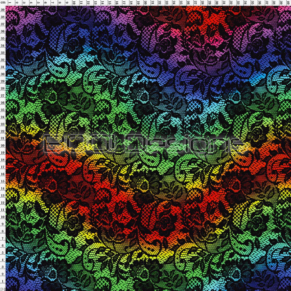 Spandex Floral Lace Rainbow