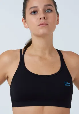 Sports Bra, crossed straps, black