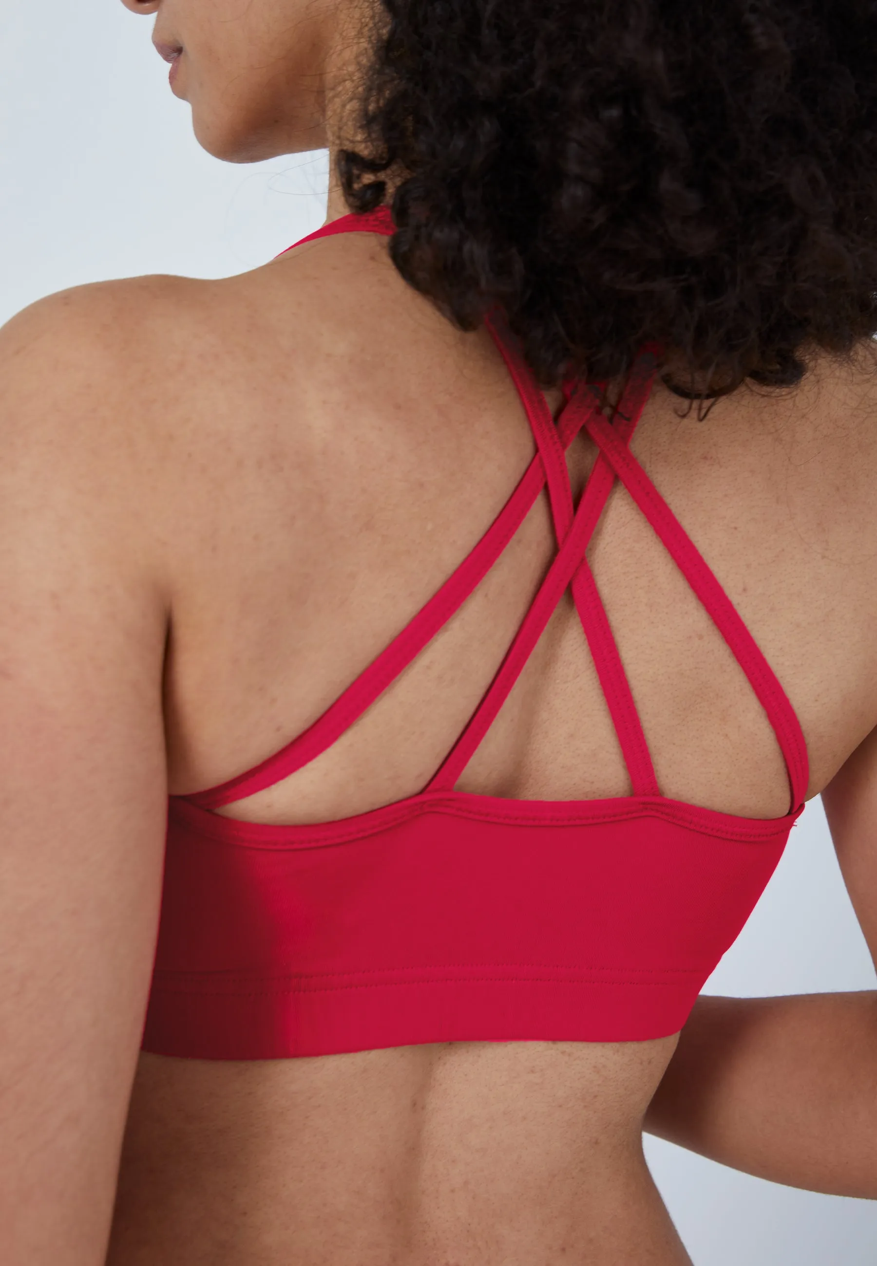 Sports Bra, crossed straps, pink