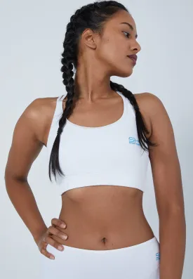 Sports Bra, crossed straps, white
