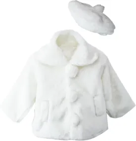 Spring Notion Little Girls Faux Fur Coat with Hat