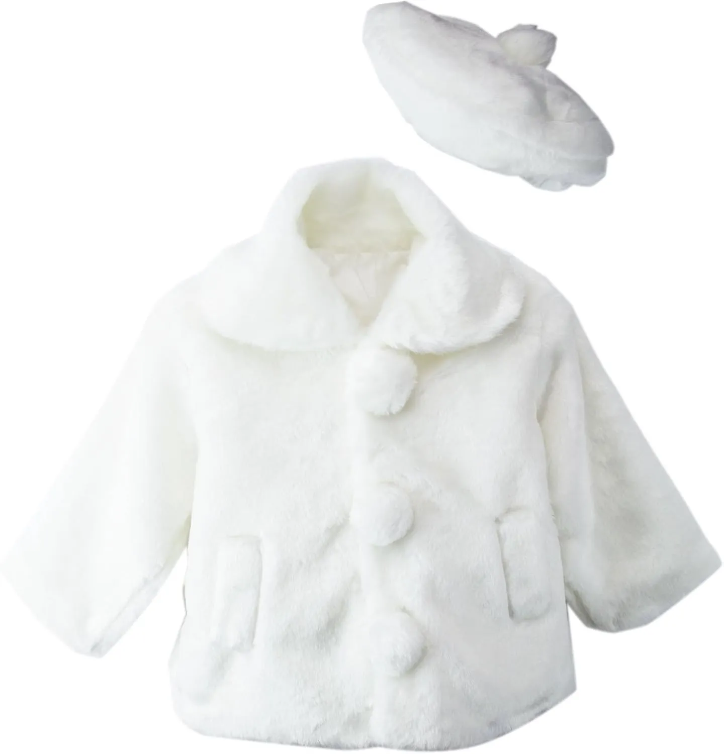 Spring Notion Little Girls Faux Fur Coat with Hat