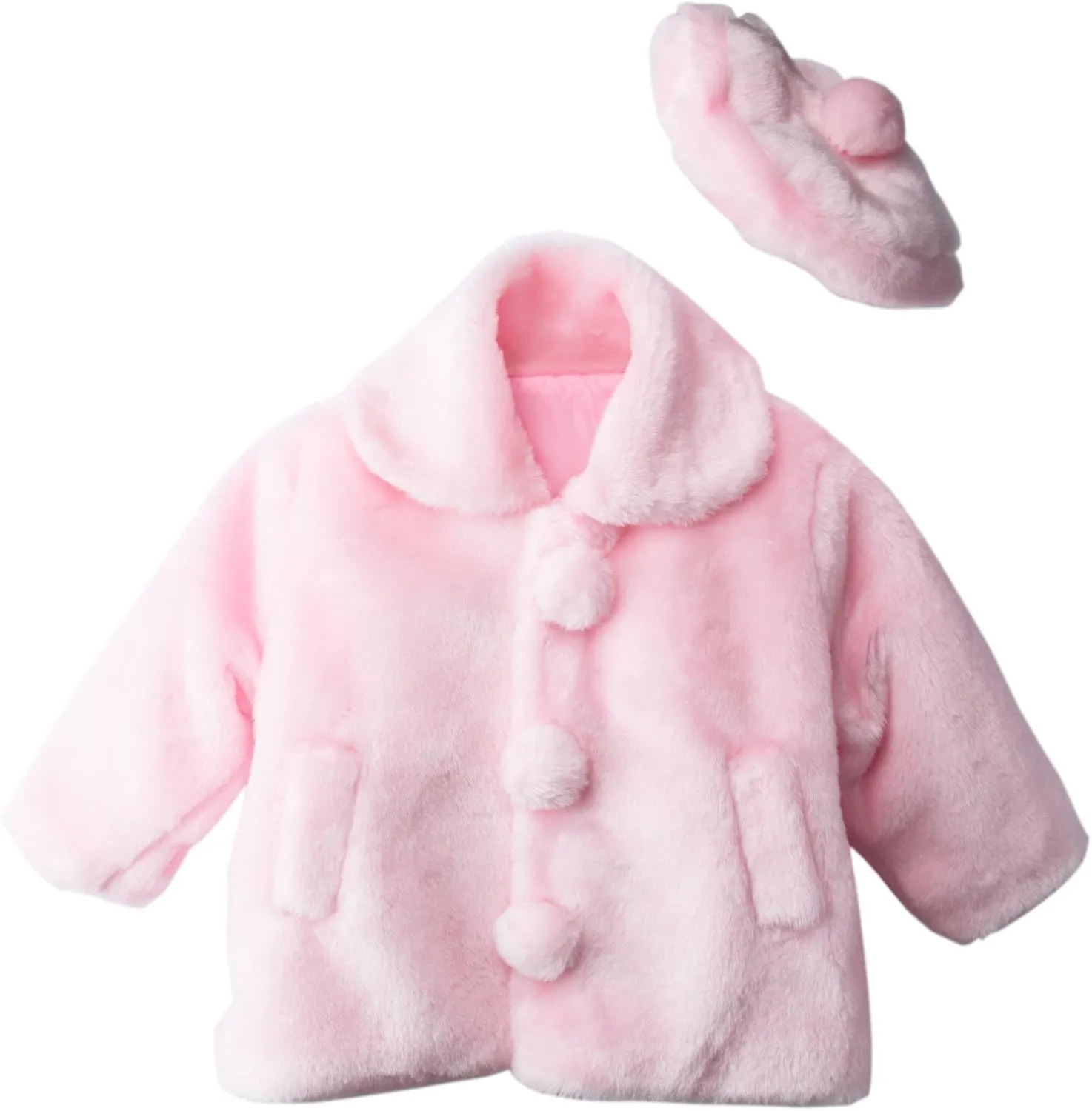 Spring Notion Little Girls Faux Fur Coat with Hat