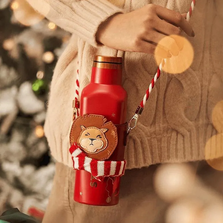 Starbucks China Red Christmas 17oz Stainless Steel Tumbler with Lion Sleeve - 2021 Starbucks Christmas Collection